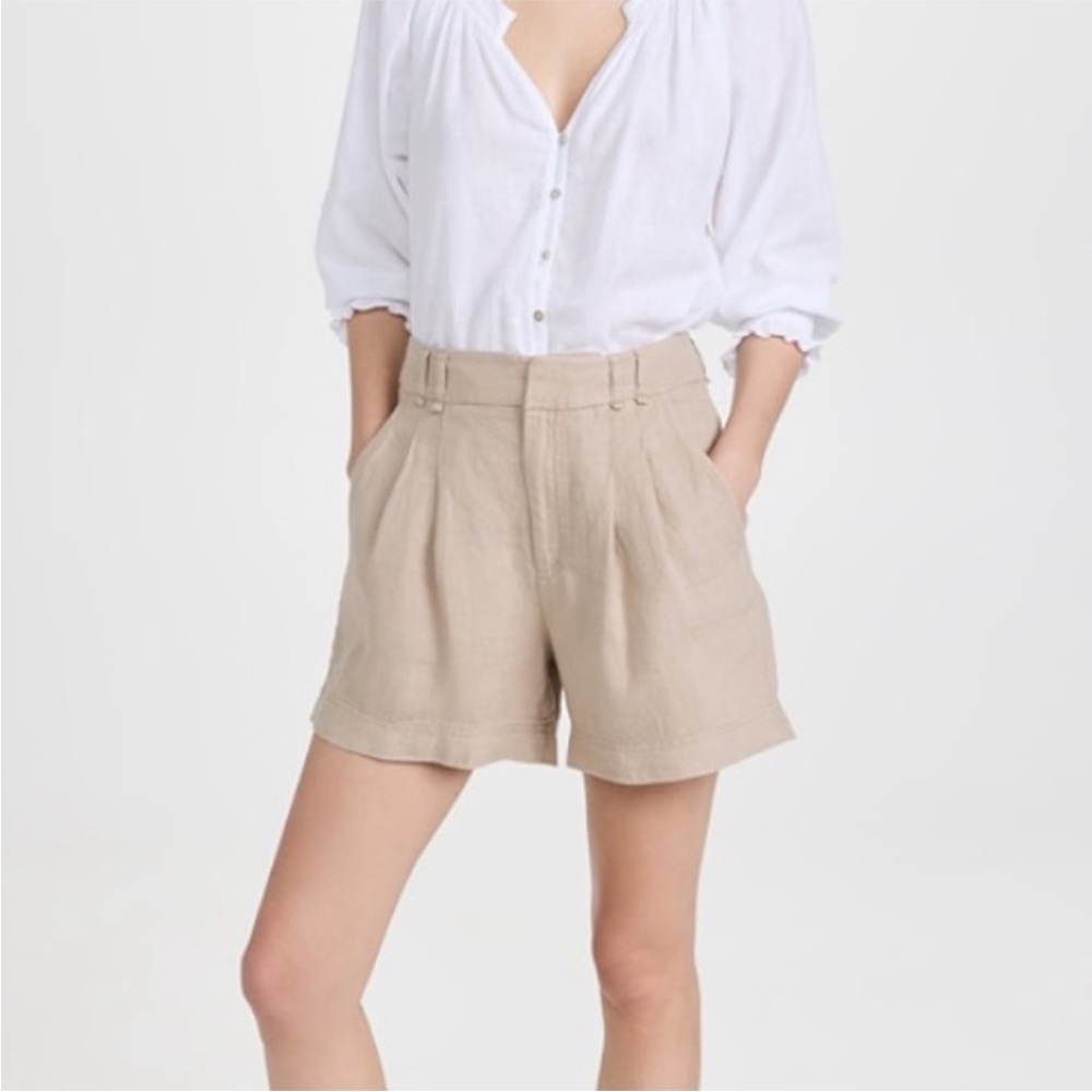 Free People Chelsea Linen Shorts Sand Color Size 6 - Picture 3 of 7